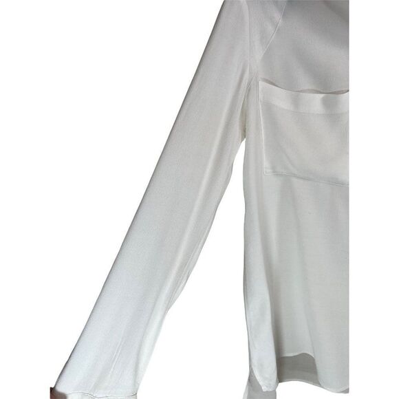 Silence & Noise Long Sleeve Sheer High Low Blouse. White. Size Small - Picture 7 of 15